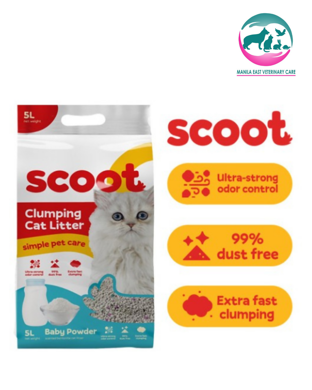 SCOOT BABY POWDER CLUMPING CAT LITTER 5L (4KG)
