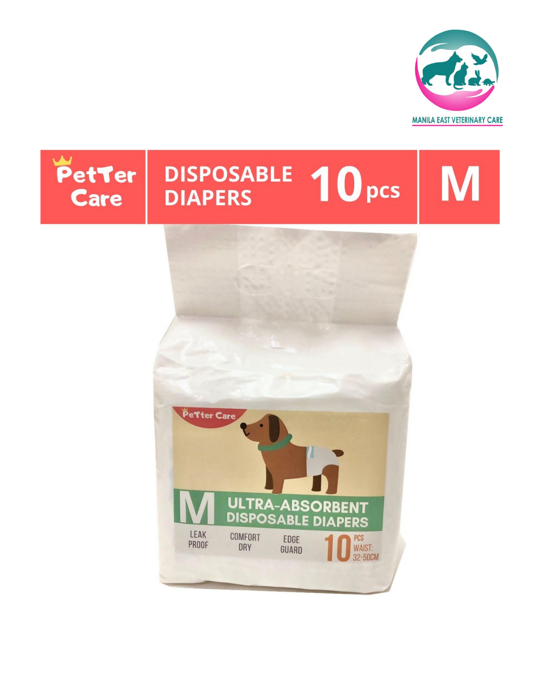 PETTER CARE ULTRA ABSORBENT DISPOSABLE DIAPER FOR FEMALE DOG MEDIUM PER PACK 10'S