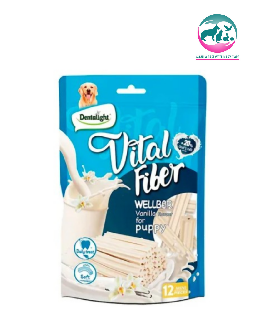 DENTALIGHT DOG TREATS VITAL FIBER WELLBAR VANILLA FLAVOUR FOR PUPPY 12S 80G