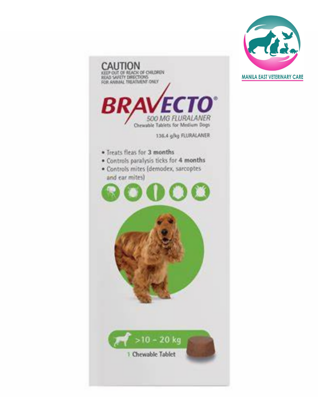 BRAVECTO CHEW FOR DOGS 10-20KGS (GREEN)