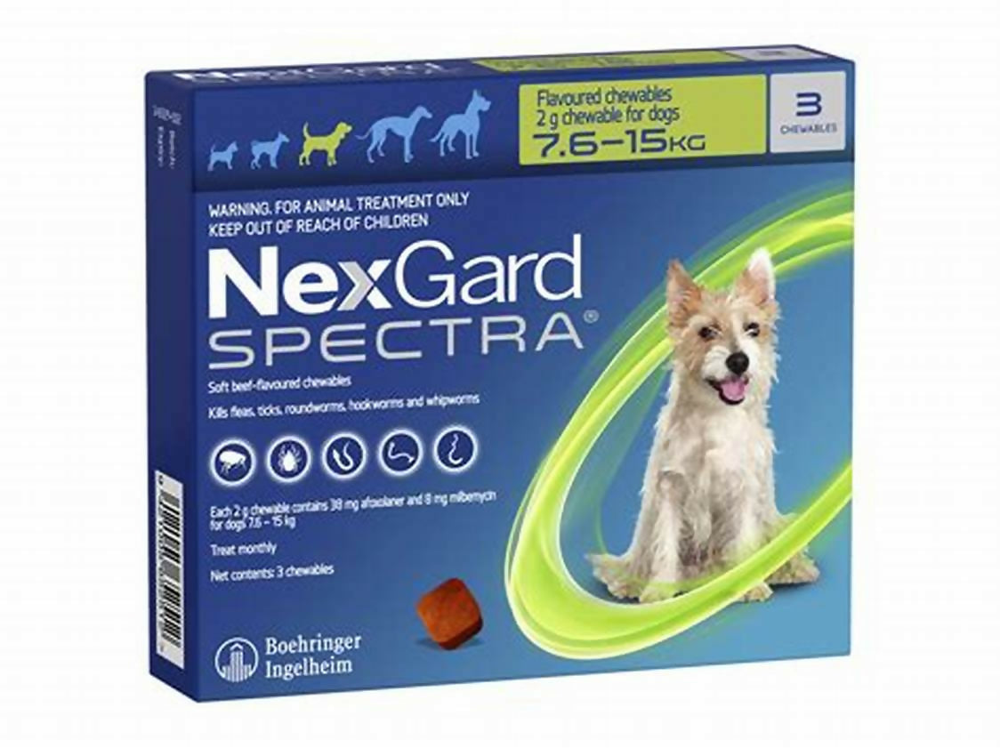NEXGARD SPECTRA 7.5-15KGS (GREEN)