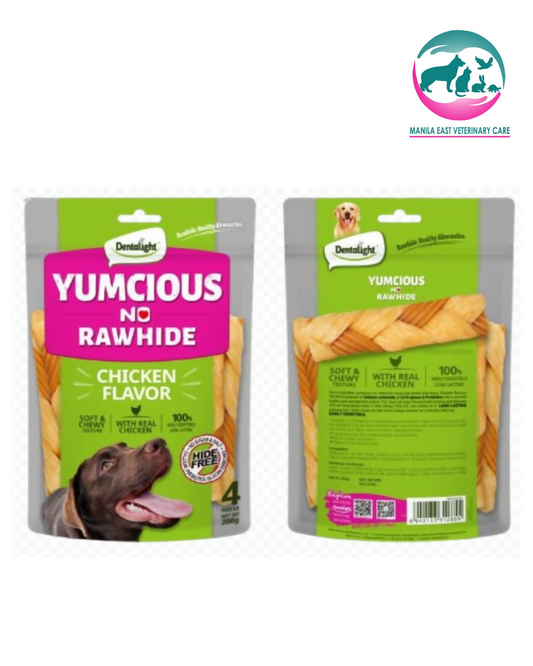 DENTALIGHT YUMCIOUS NO RAWHIDE DOG TREATS BRAID CHICKEN FLAVOR 200G 6pcs/PACK