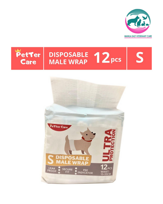 PETTER CARE ULTRA PROTECTION DISPOSABLE MALE WRAP DIAPER SMALL PER PACK 12'S