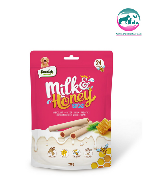 DENTALIGHT PREBIOTIC DOG TREATS MILK & HONEY STICKS 240G 24pcs/PACK