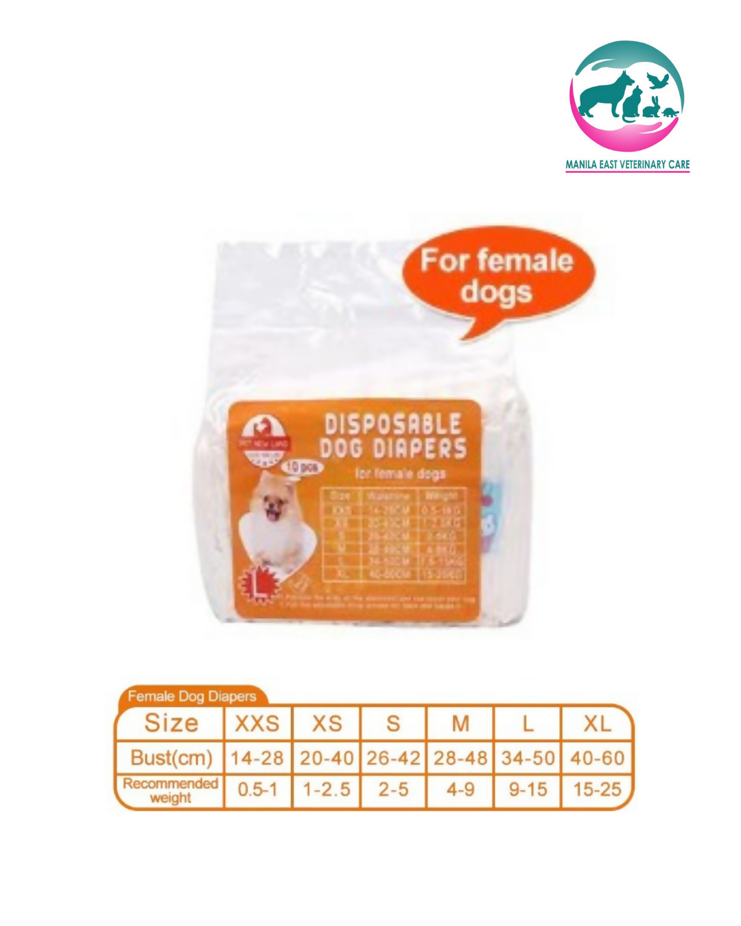 PET NEW LAND DISPOSABLE DIAPER FOR FEMALE DOGS LARGE PER PIECE