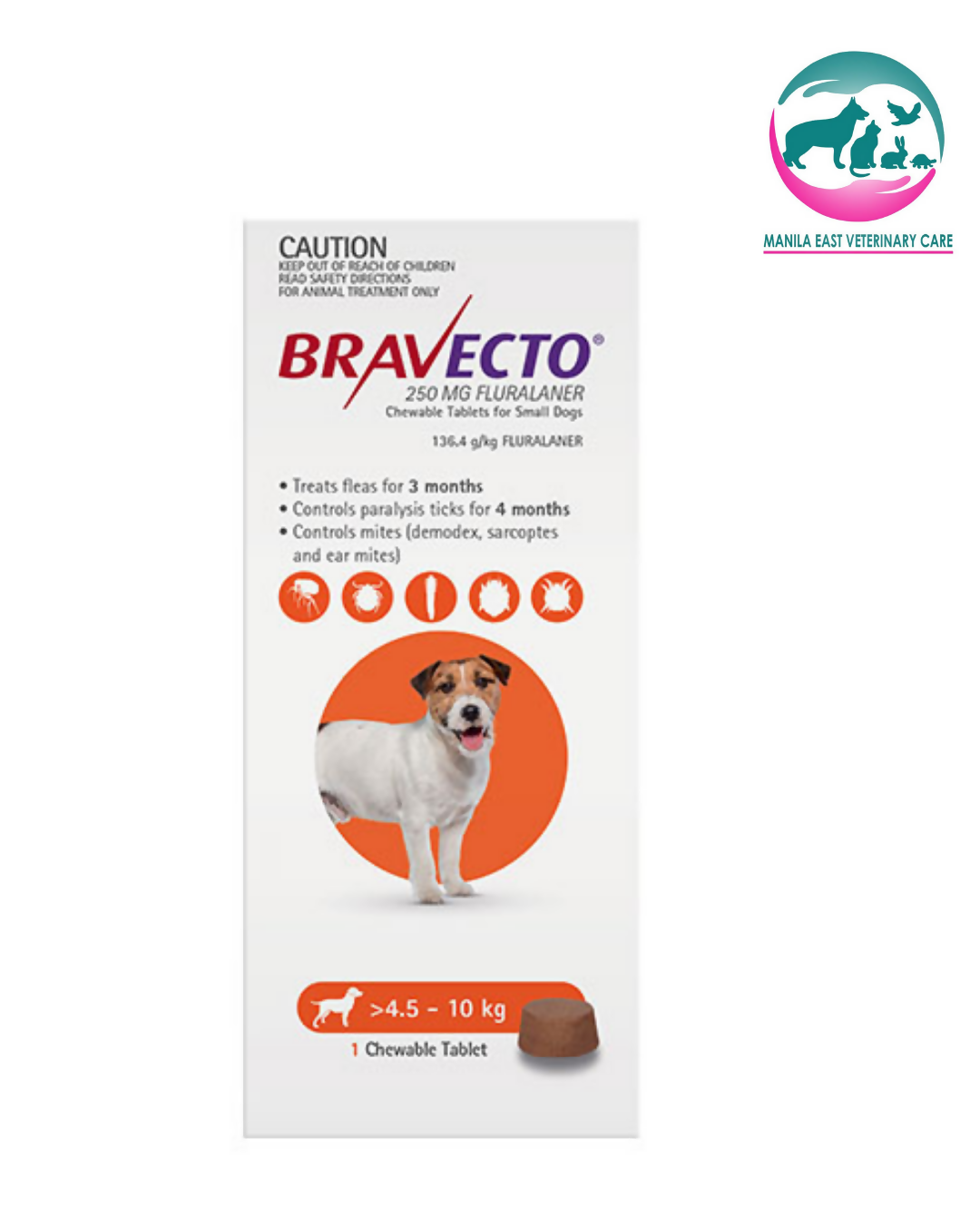 BRAVECTO CHEW FOR DOGS 4.5-10KGS (ORANGE)